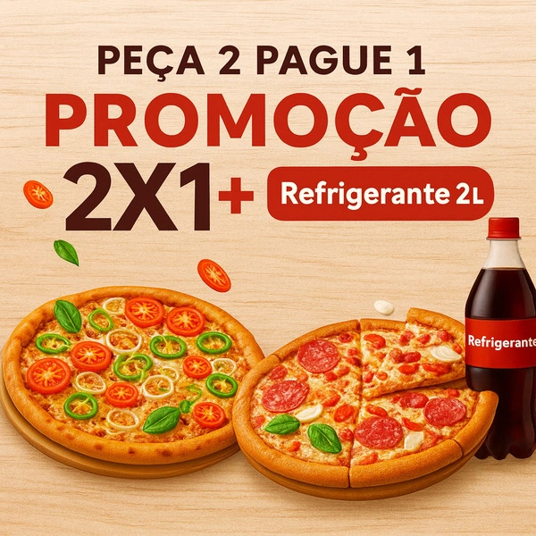 2 Pizza M + 1 Refrigerante 2 Litros